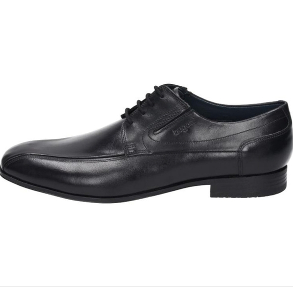 Bugatti 1802 |Mens Black Premium Leather Dress Shoes Oxfords MINT! 44 Sz.11